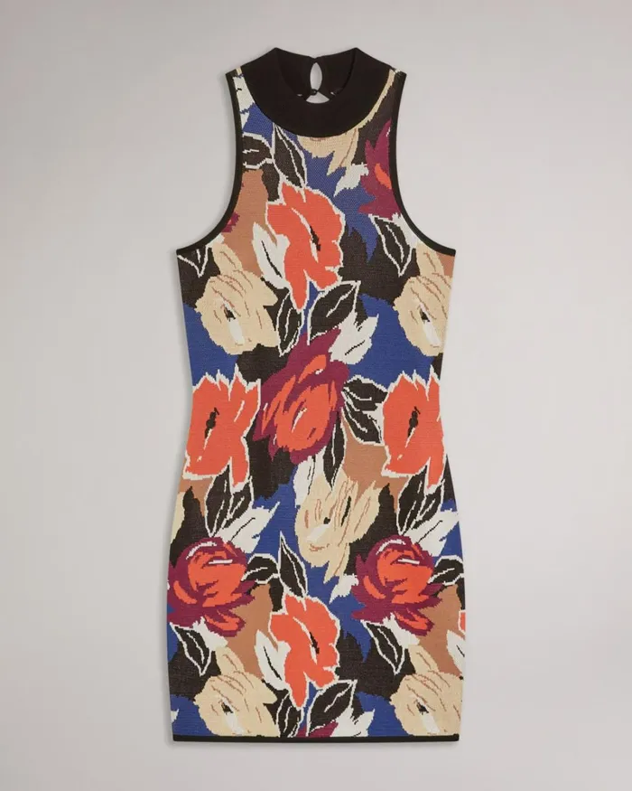 Open Back Knitted Bodycon Mini Dress Black Women Ted Baker Dresses