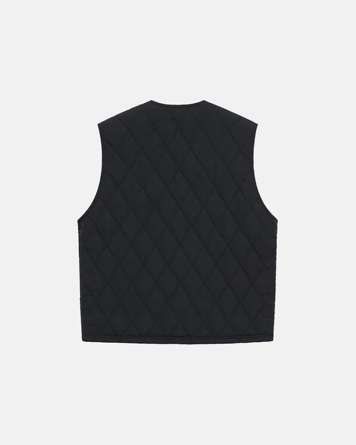 Outerwear Men Stussy DIAMOND QUILTED VEST Black Outerwear Men Stussy DIAMOND QUILTED VEST Black