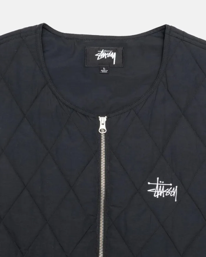 Outerwear Men Stussy DIAMOND QUILTED VEST Black Outerwear Men Stussy DIAMOND QUILTED VEST Black