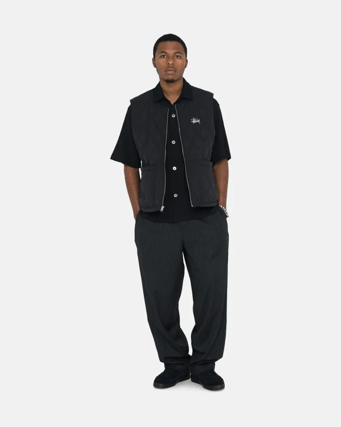 Outerwear Men Stussy DIAMOND QUILTED VEST Black Outerwear Men Stussy DIAMOND QUILTED VEST Black