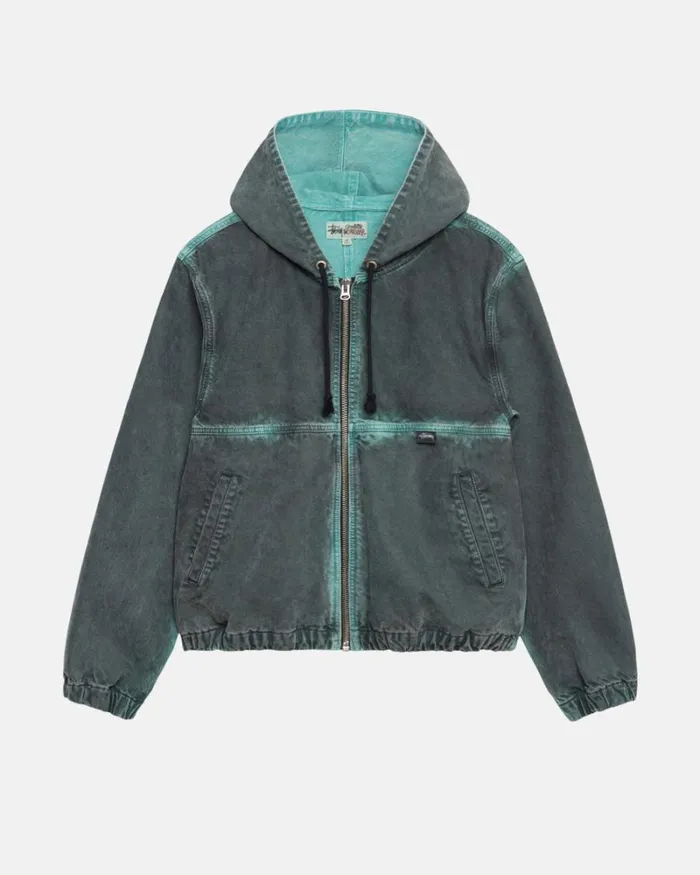 Outerwear Men Stussy SPRAY DYE HOODED WORK JACKET Black