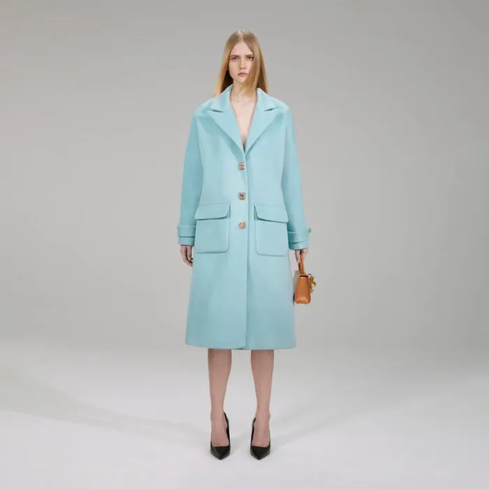 Outerwear Woman SelfPortrait Light Blue Wool Coat