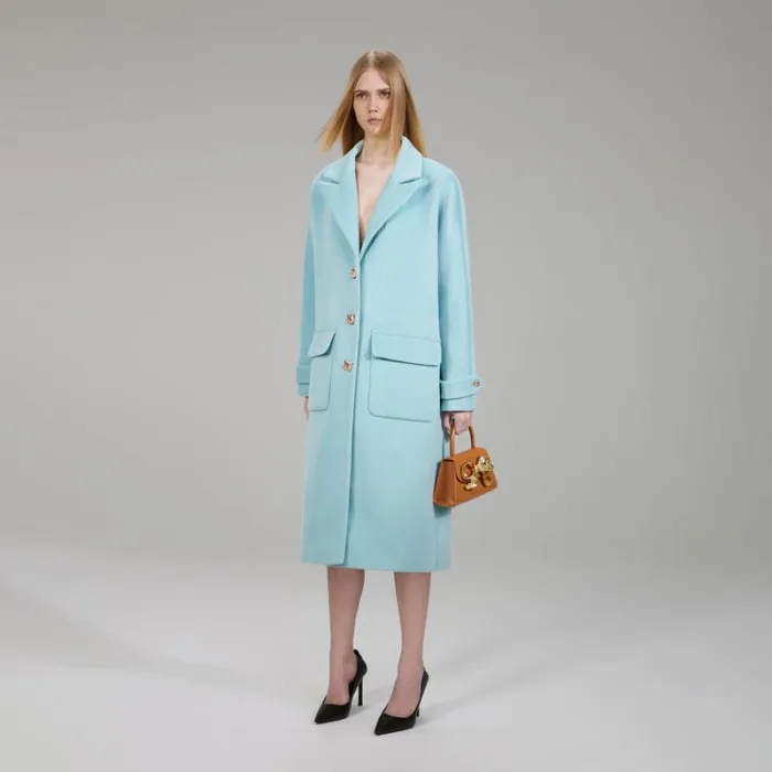 Outerwear Woman SelfPortrait Light Blue Wool Coat Outerwear Woman SelfPortrait Light Blue Wool Coat