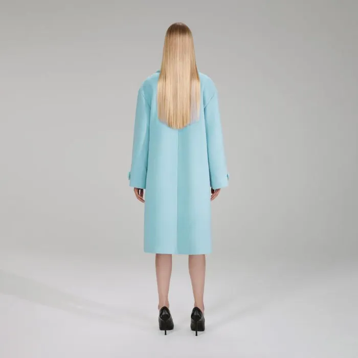 Outerwear Woman SelfPortrait Light Blue Wool Coat Outerwear Woman SelfPortrait Light Blue Wool Coat