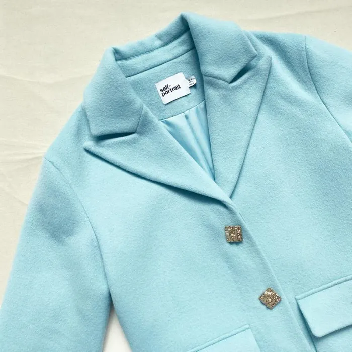 Outerwear Woman SelfPortrait Light Blue Wool Coat Outerwear Woman SelfPortrait Light Blue Wool Coat