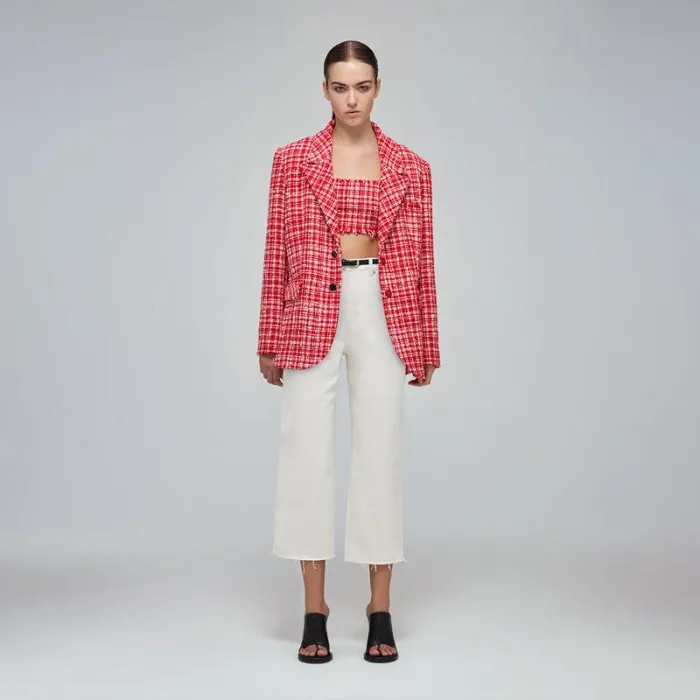 Outerwear Woman SelfPortrait Pink Boucle Crop Jacket Outerwear Woman SelfPortrait Pink Boucle Crop Jacket