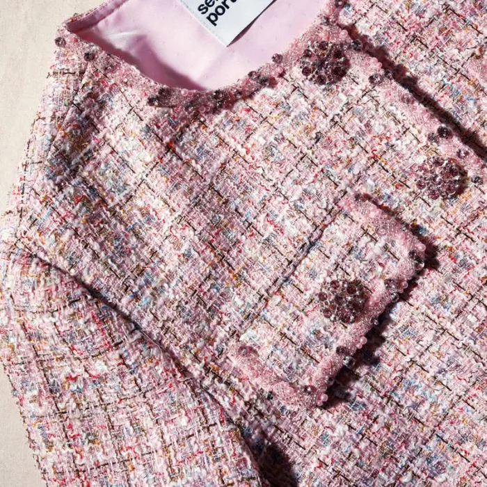 Outerwear Woman SelfPortrait Pink Boucle Crop Jacket Outerwear Woman SelfPortrait Pink Boucle Crop Jacket