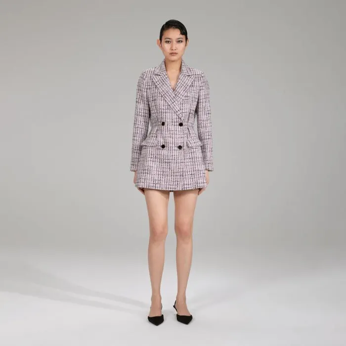 Outerwear Woman SelfPortrait Pink Boucle Crop Jacket Outerwear Woman SelfPortrait Pink Boucle Crop Jacket