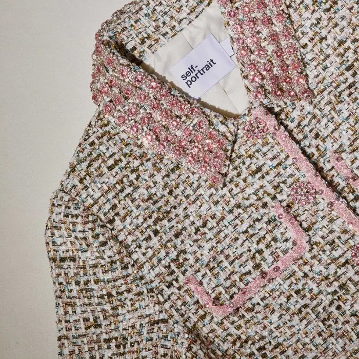 Outerwear Woman SelfPortrait Pink Metallic Boucle Crop Jacket Outerwear Woman SelfPortrait Pink Metallic Boucle Crop Jacket
