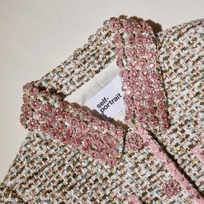 Outerwear Woman SelfPortrait Pink Metallic Boucle Crop Jacket Outerwear Woman SelfPortrait Pink Metallic Boucle Crop Jacket