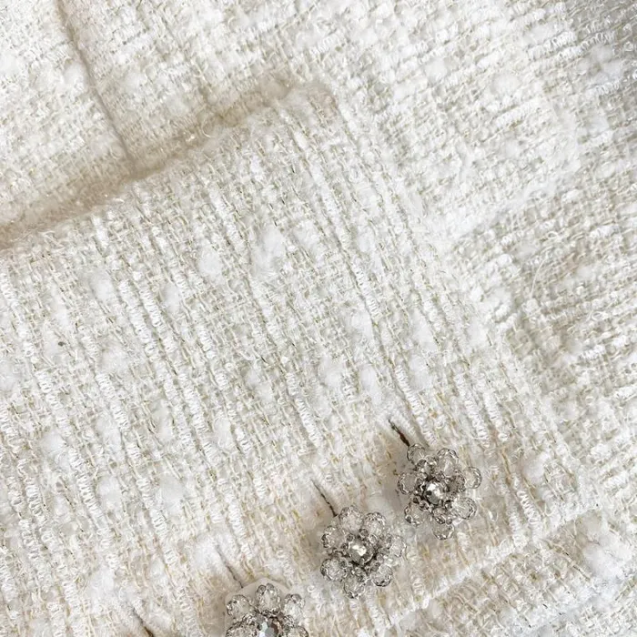 Outerwear Woman SelfPortrait White Boucle Crop Jacket Outerwear Woman SelfPortrait White Boucle Crop Jacket