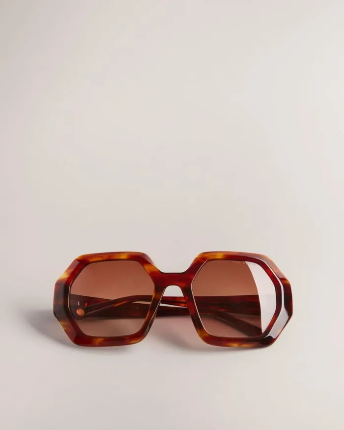 Oversized Chunky Octagon Sunglasses Dark Orange Women Ted Baker Sunglasses Oversized Chunky Octagon Sunglasses Dark Orange Women Ted Baker Sunglasses