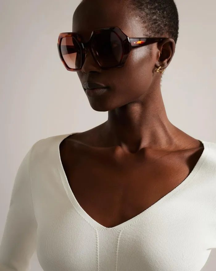 Oversized Chunky Octagon Sunglasses Dark Orange Women Ted Baker Sunglasses Oversized Chunky Octagon Sunglasses Dark Orange Women Ted Baker Sunglasses