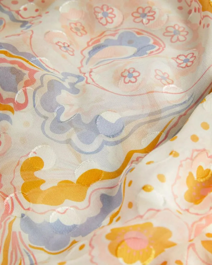 Paisley Silk Blend Scarf Ivory Women Ted Baker Scarves Paisley Silk Blend Scarf Ivory Women Ted Baker Scarves