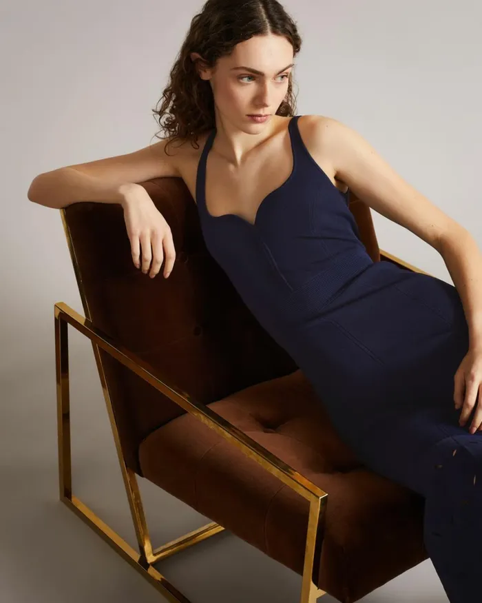 Panelled Flare Hem Midi Dress Navy Women Ted Baker Clothing Panelled Flare Hem Midi Dress Navy Women Ted Baker Clothing