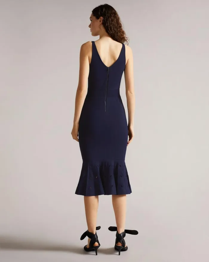 Panelled Flare Hem Midi Dress Navy Women Ted Baker Clothing Panelled Flare Hem Midi Dress Navy Women Ted Baker Clothing