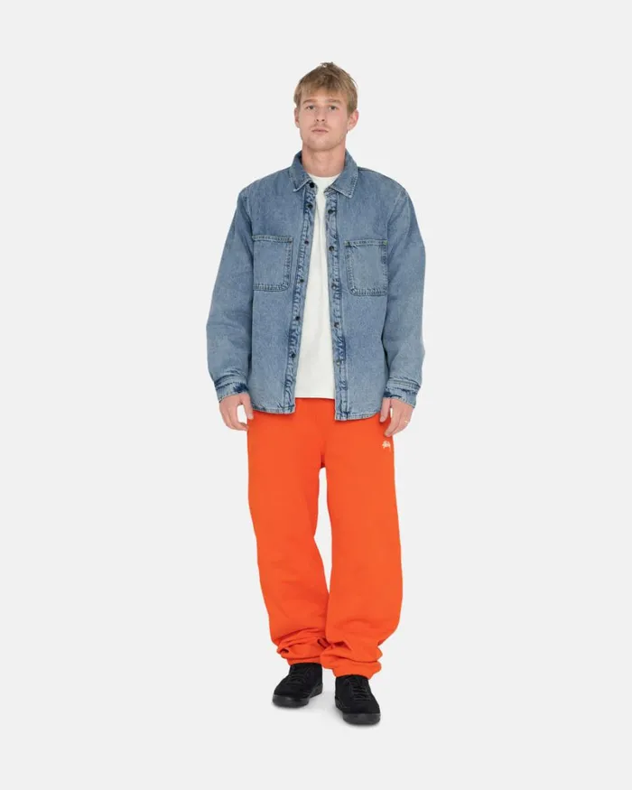 Pants Men Stussy OVERDYED STOCK LOGO SWEATPANT Orange Pants Men Stussy OVERDYED STOCK LOGO SWEATPANT Orange