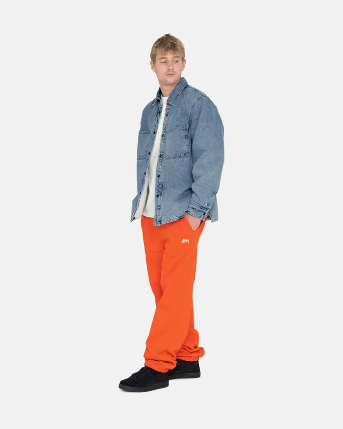Pants Men Stussy OVERDYED STOCK LOGO SWEATPANT Orange Pants Men Stussy OVERDYED STOCK LOGO SWEATPANT Orange