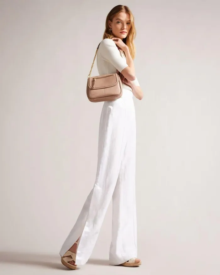 Pebble Leather Shoulder Bag Taupe Women Ted Baker Bags