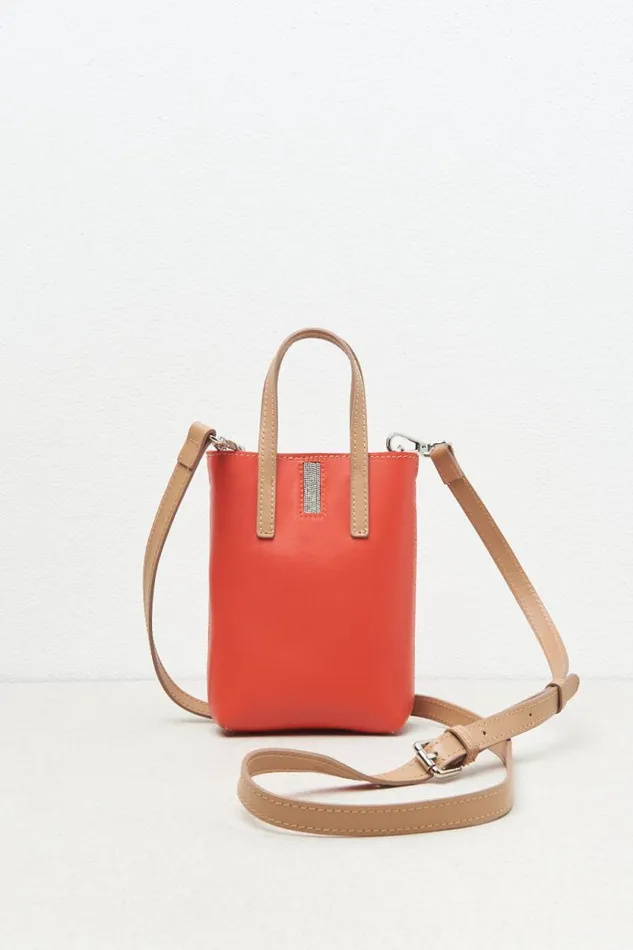 Peserico Bags Woman Genuine Leather Micro Cell Phone Bag Foliage Red
