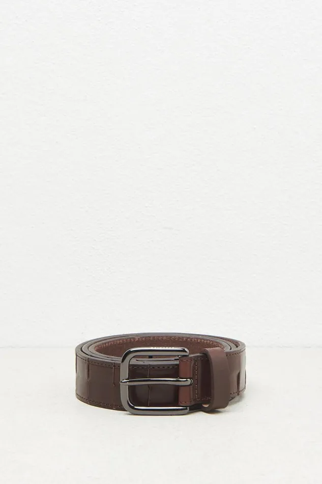 Peserico Belts Man Braided Leather Belt Walnut