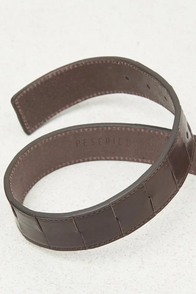 Peserico Belts Man Braided Leather Belt Walnut Peserico Belts Man Braided Leather Belt Walnut