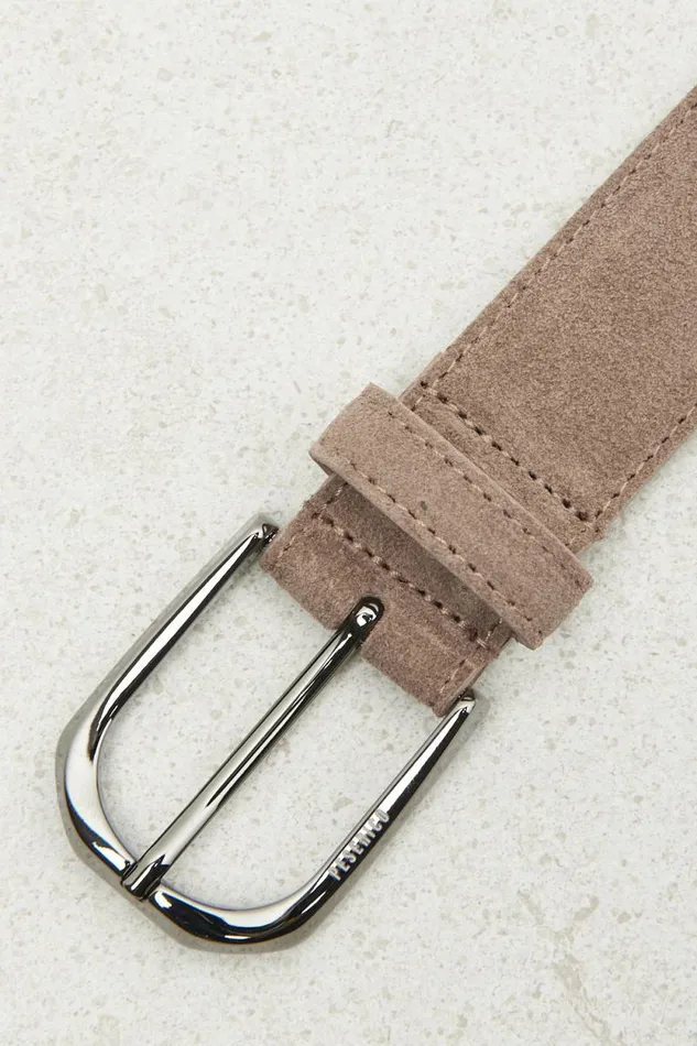 Peserico Belts Man Real Suede Leather Belt Chestnut Peserico Belts Man Real Suede Leather Belt Chestnut