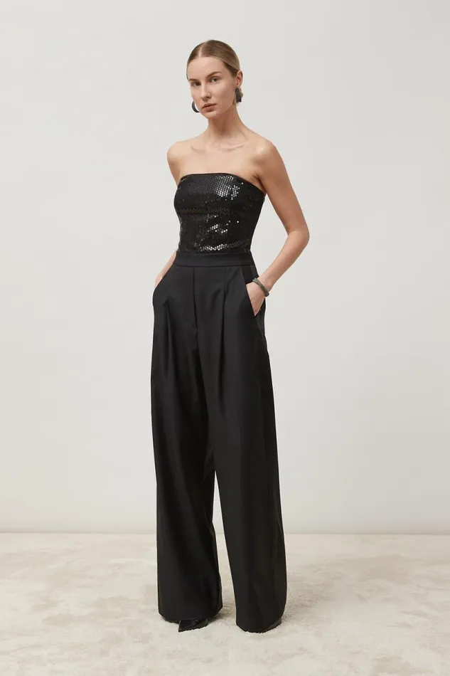Peserico Dresses And Jumpsuits Woman Sleeveless Twill Jumpsuit With Sequins Black Peserico Dresses And Jumpsuits Woman Sleeveless Twill Jumpsuit With Sequins Black