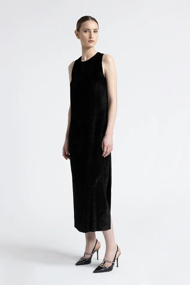 Peserico Dresses And Jumpsuits Woman Velvet Long Sleeveless Dress Black