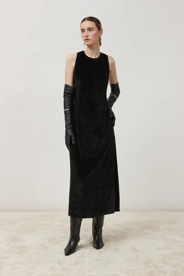 Peserico Dresses And Jumpsuits Woman Velvet Long Sleeveless Dress Black Peserico Dresses And Jumpsuits Woman Velvet Long Sleeveless Dress Black