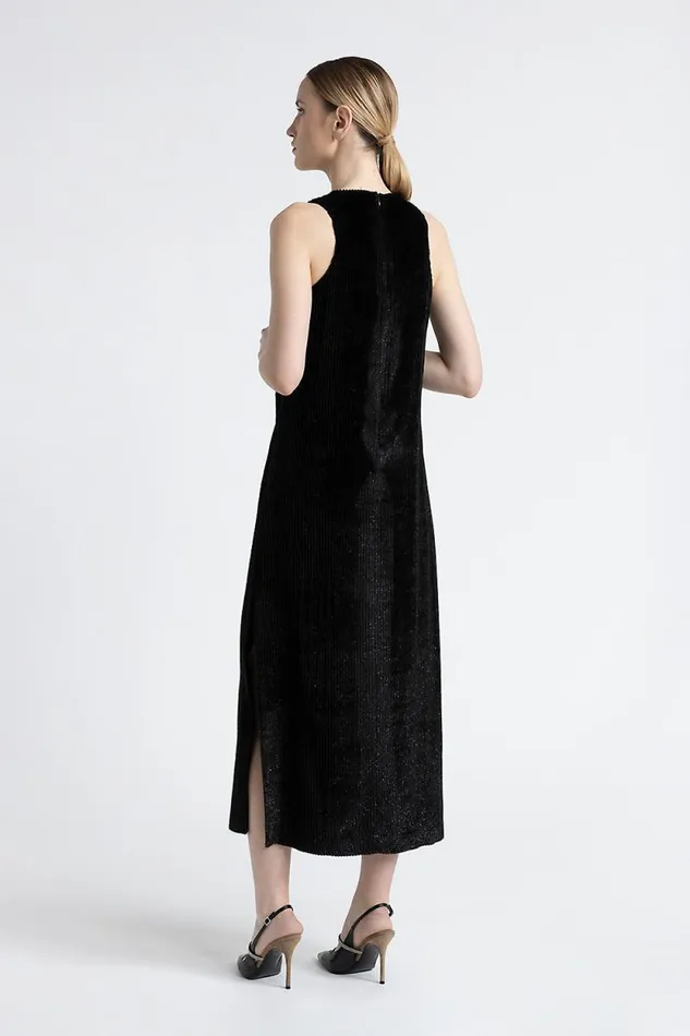 Peserico Dresses And Jumpsuits Woman Velvet Long Sleeveless Dress Black Peserico Dresses And Jumpsuits Woman Velvet Long Sleeveless Dress Black