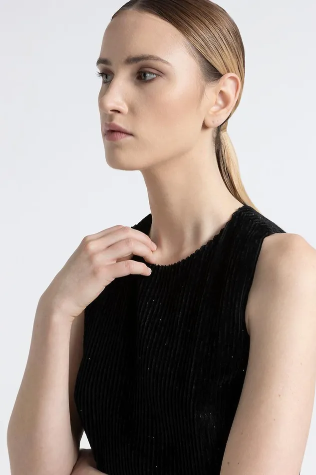 Peserico Dresses And Jumpsuits Woman Velvet Long Sleeveless Dress Black Peserico Dresses And Jumpsuits Woman Velvet Long Sleeveless Dress Black