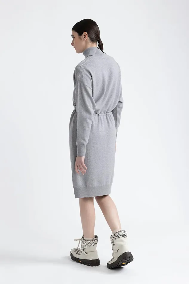 Peserico Dresses And Jumpsuits Woman Wool Silk And Cashmere Midi Dresss Granite Peserico Dresses And Jumpsuits Woman Wool Silk And Cashmere Midi Dresss Granite