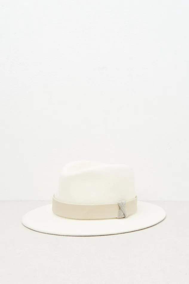 Peserico Hats And Caps Woman Wool Felt Fedora Natural White