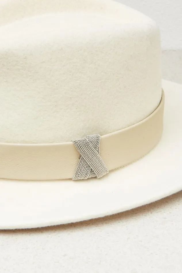 Peserico Hats And Caps Woman Wool Felt Fedora Natural White