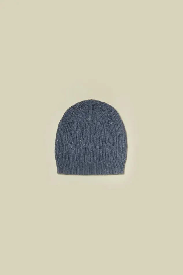 Peserico Hats And Caps Woman Wool Silk Cashmere And Lurex Beanie Slate