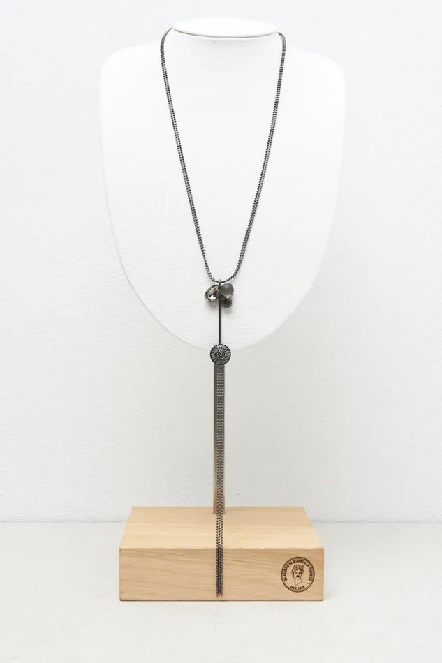 Peserico Jewelry Woman Long Necklace With Pendant And Sparkling Stones Gray