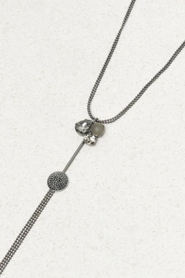 Peserico Jewelry Woman Long Necklace With Pendant And Sparkling Stones Gray