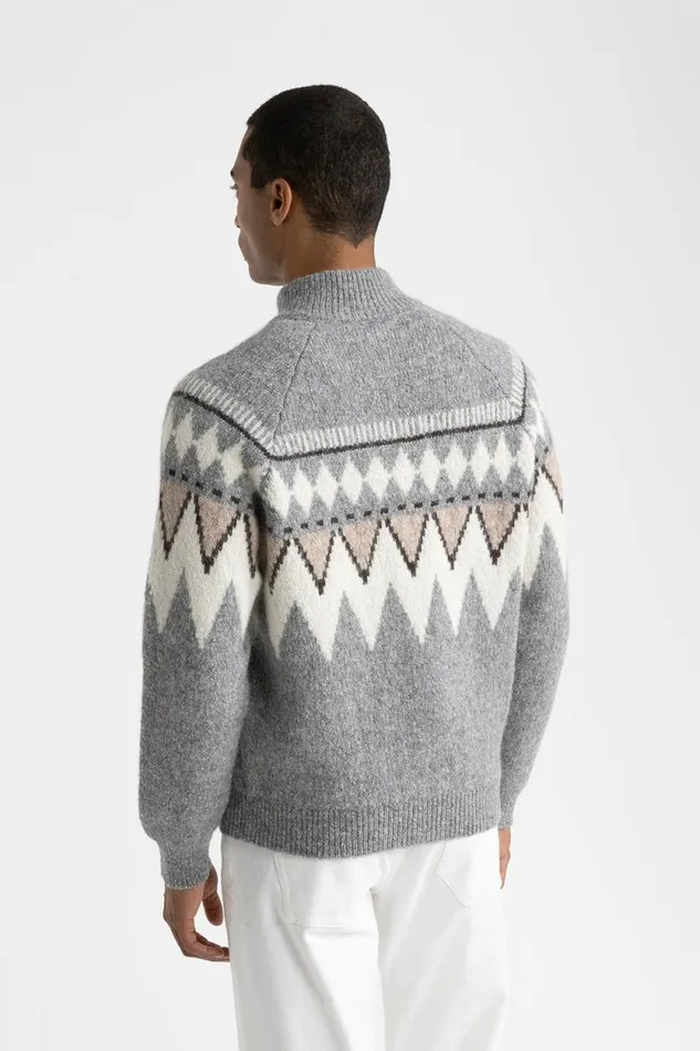 Peserico Knitwear Man Knitwear In Alpaca And Cotton Yarn Granite