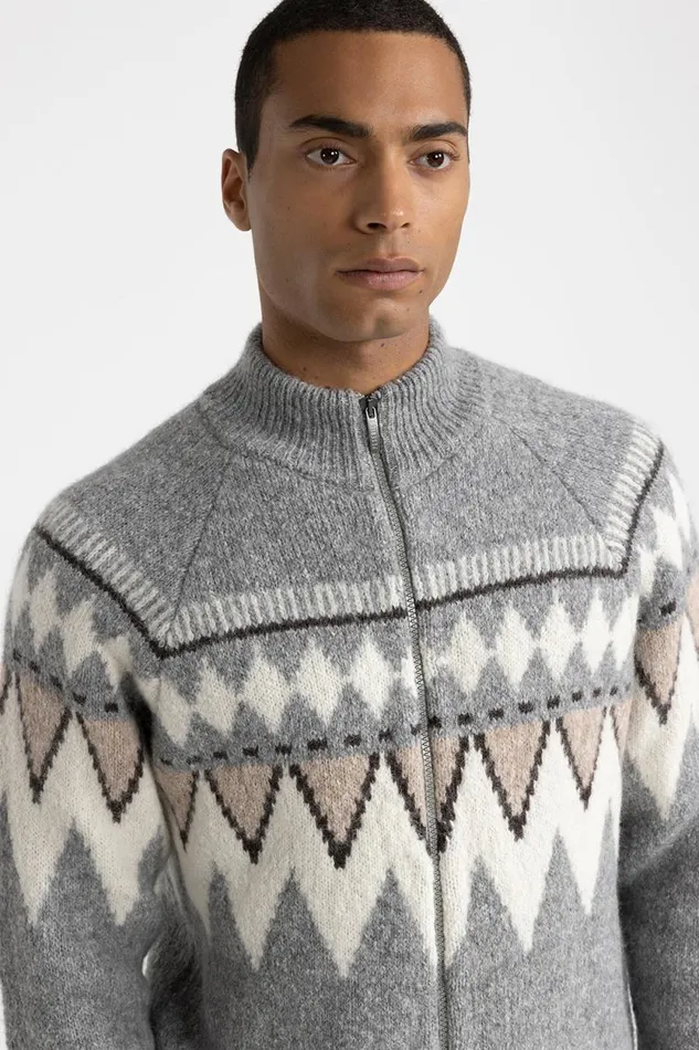 Peserico Knitwear Man Knitwear In Alpaca And Cotton Yarn Granite