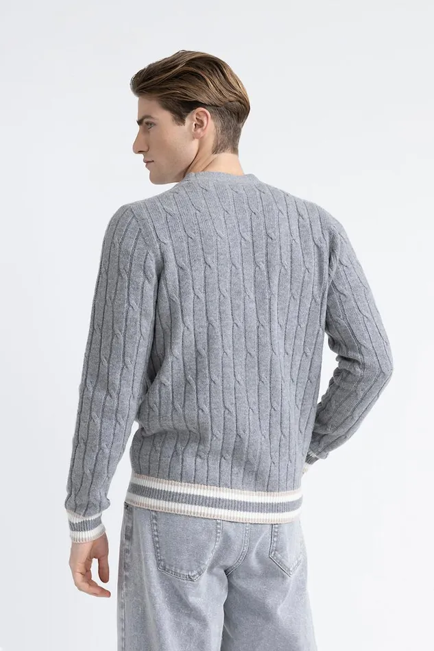 Peserico Knitwear Man Wool And Cashmere Cardigan Granite Peserico Knitwear Man Wool And Cashmere Cardigan Granite