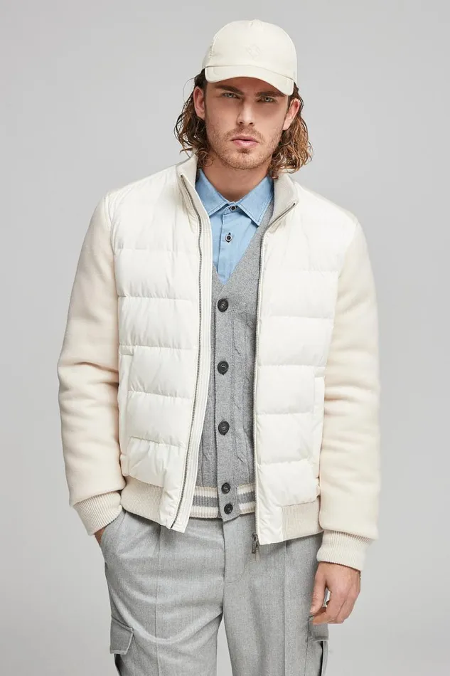 Peserico Knitwear Man Wool And Cashmere Cardigan Granite Peserico Knitwear Man Wool And Cashmere Cardigan Granite