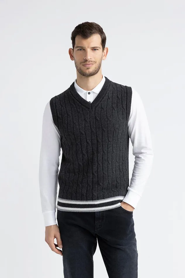 Peserico Knitwear Man Wool And Cashmere Gilet Graphite