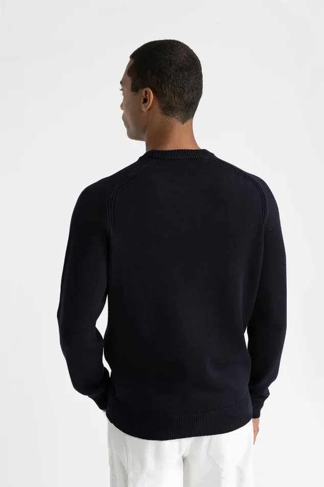 Peserico Knitwear Man Wool Crewneck Sweater Inkwell Blue
