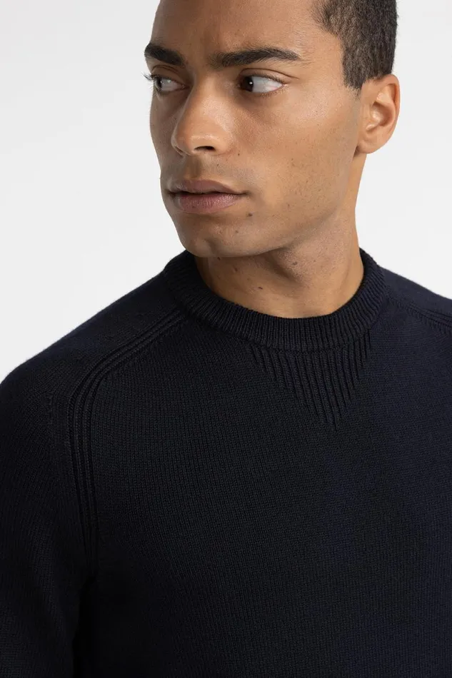 Peserico Knitwear Man Wool Crewneck Sweater Inkwell Blue