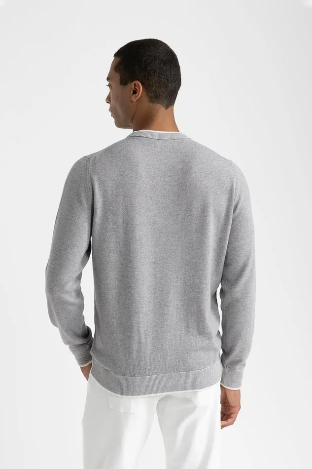 Peserico Knitwear Man Wool Silk And Cashmere Crewneck Sweater Granite Peserico Knitwear Man Wool Silk And Cashmere Crewneck Sweater Granite