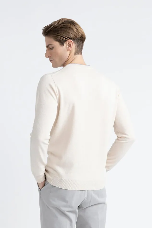 Peserico Knitwear Man Wool Silk And Cashmere Yarn Sweater Barley Peserico Knitwear Man Wool Silk And Cashmere Yarn Sweater Barley