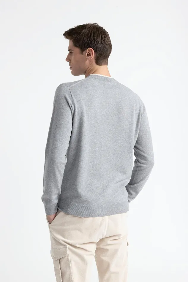 Peserico Knitwear Man Wool Silk And Cashmere Yarn Sweater Granite Peserico Knitwear Man Wool Silk And Cashmere Yarn Sweater Granite