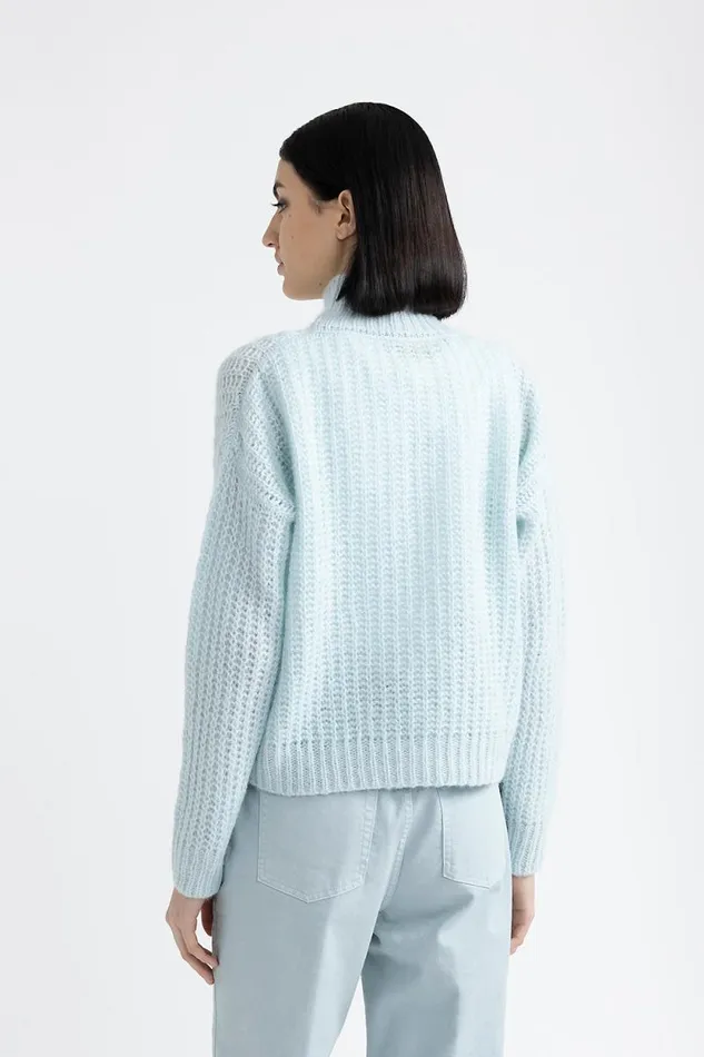 Peserico Knitwear Woman Alpaca And Lurex High Neck Sweater Springwater Green Peserico Knitwear Woman Alpaca And Lurex High Neck Sweater Springwater Green