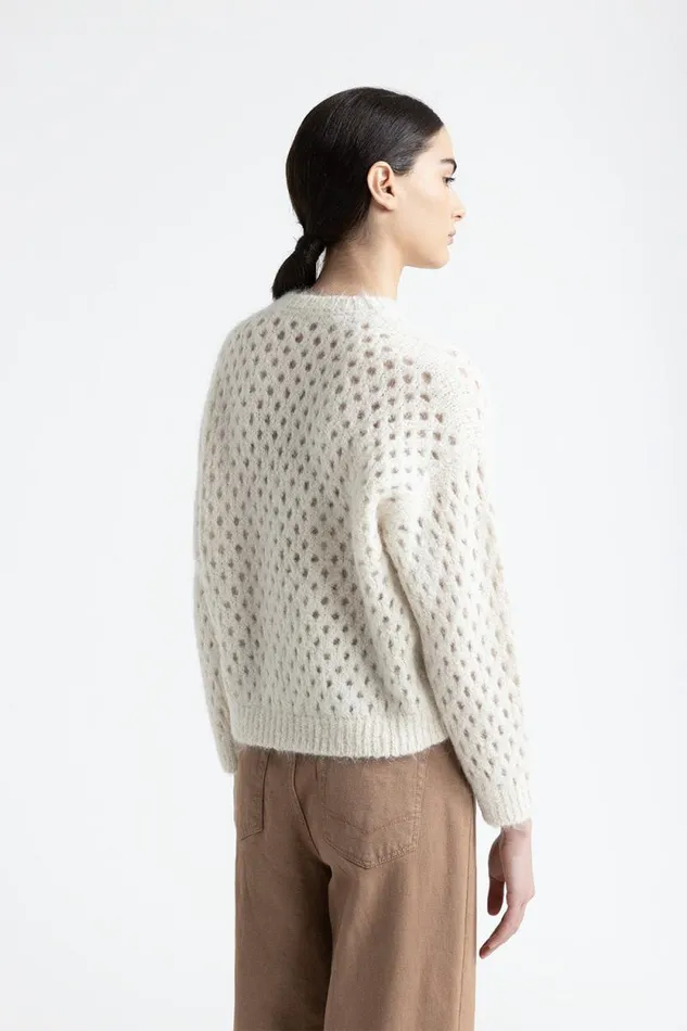 Peserico Knitwear Woman Alpaca Wool And Lurex Mesh Sweater Natural White Peserico Knitwear Woman Alpaca Wool And Lurex Mesh Sweater Natural White
